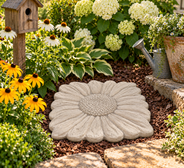 Large Sunflower Stepping Stone – 19" Concrete Flower Garden Paver